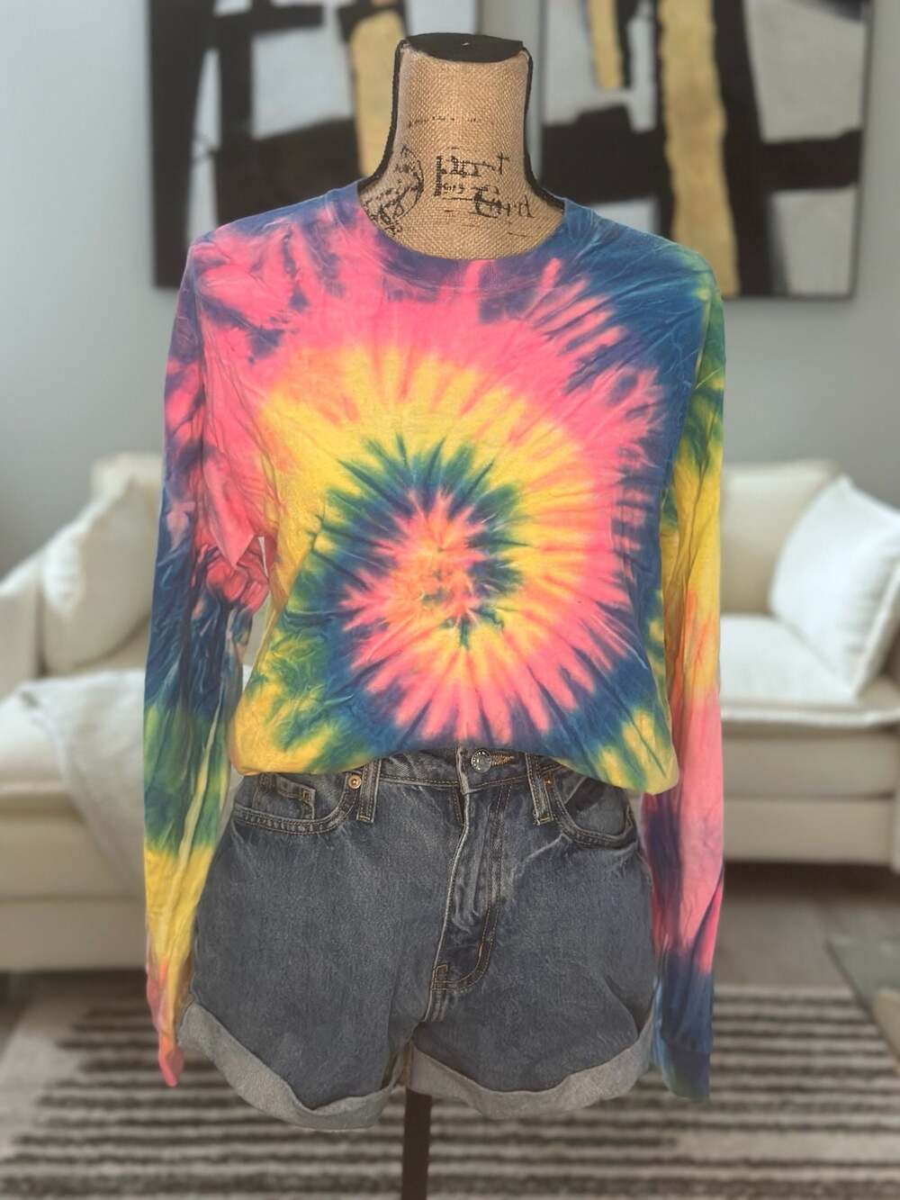 Gildan Rainbow Spiral Tie-Dye Long Sleeve T-Shirt